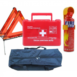 Trusa Medicala + Stingator Auto + 2 Triunghiuri + Organizator 