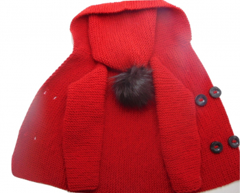Cardigan rosu cu gluga 