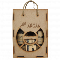 SET CADOU RUSTIC ARGAN CUTIE LEMN SAMPON CU ULEI ARGAN 400 ML+BALSAM PAR CU ULEI ARGAN 400 ML+SAPUN CU ULEI ARGAN 40 GR 