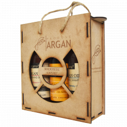 SET CADOU RUSTIC ARGAN CUTIE LEMN SAMPON CU ULEI ARGAN 400 ML+SAPUN LICHID CU ULEI ARGAN 400 ML+GEL DE DUS CU ULEI ARGAN 400 ML 