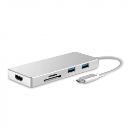 Adaptor digital multiport 4k HDMI cu port USB 3.1 - Tip C cititor de carduri TF/SD pentru MacBook Argintiu BBL1270