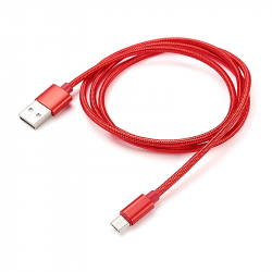 Cablu de date/incarcare conector Micro USB 1m lungime textil Rosu BBL1242 