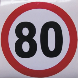 Sticker auto Limitator Viteza - 80 - diametrul 10 cm 