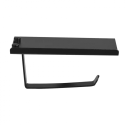 Suport hartie igienica aluminiu culoare neagra cu etajera 