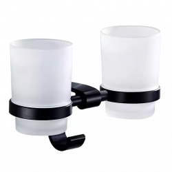 Suport pahar sticla dublu si cuier prosop culoare neagra