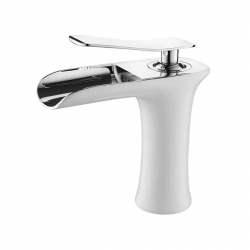 Baterie lavoar cascada montare chiuveta baie white-crom TRENDY S 