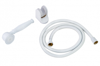 Set dus para furtun si suport pentru dus alb mat TRENDY S 