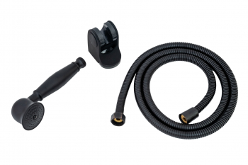 Set dus para furtun si suport pentru dus negru mat TRENDY S 