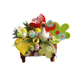 Aranjament decorativ de paste cu suport ceramica rosu - handmade 