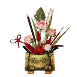 Aranjament flori artificiale handmade cu vaza din ceramica