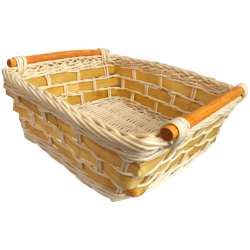Cos decorativ din Ratan galben 20x21 cm 