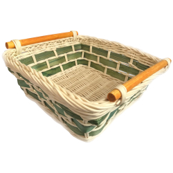 Cos decorativ din Ratan verde 15x15 cm