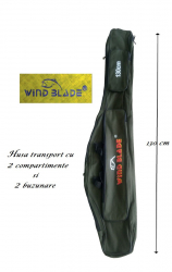 Husa transport Lansete/Vergi cu 2 compartimente + 2 buzunare Lungime 130 cm 