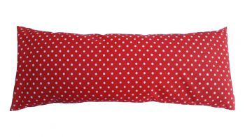 Perna cervicala Amirra Rosie cu buline albe 50 x 20 cm bumbac husa detasabila 