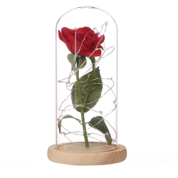 Trandafir Rosu Valentines day artificial cupola de sticla Dome cu banda led - Rahel R