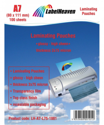 Folie de Laminare 75 Microni LabelHeaven A7 80x111 mm 100 Coli 