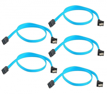 SET 5 Cablu SATA3 date Active pentru hdd / ssd / dvd ACTIVE 50cm clips metalic unghi 90 grade sata III 3 albastru