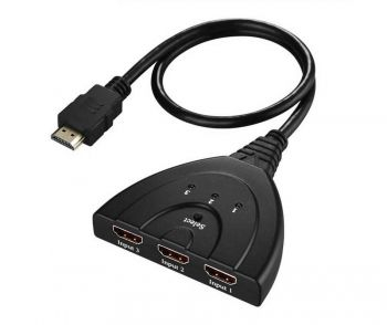 Switch HDMI cu 3 porturi spliter/ multiplicator 3 dispozitive la 1 TV cablu 50cm calitate deosebita Full HD contacte aurite