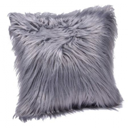 Perna decorativa pufoasa cu blana gri husa detasabila 40 x 40 cm Topi Dreams