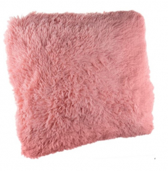 Perna decorativa pufoasa moale blana artificiala roz 52 x 52 x 12 cm Topi Dreams 