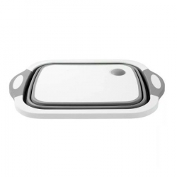 Tocator pliabil cu functie de scurgator cu dop 40x30x3 cm alb-gri FMD251 