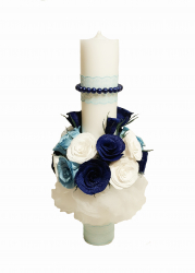 Lumanare botez/nunta Handmade Minis Boutique alb bleu si bleumarin 