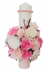 Lumanare botez/nunta Handmade Minis Boutique alb si roz 