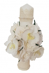 Lumanare de botez/nunta Handmade Minis Boutique cu trandafiri albi si orhidee 
