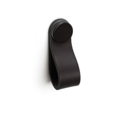 Maner buton Flexa din piele neagra pentru mobilier cu ornament negru L 70 mm 