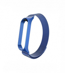 Curea metalica tip plasa pentru bratara fitness Xiaomi Mi Band 3 / 4 cu prindere magnetica albastra 