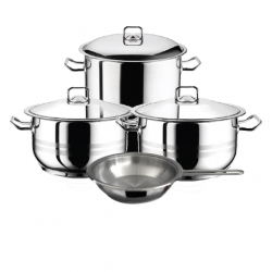 Set 2 oale 3l 6l cu tigaie inductie si oala adanca ciorba 8.5l 7 piese HASCEVHER GASTRO otel inoxidabil otel inoxidabil 