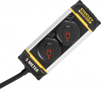 Prelungitor pentru exterior 2 prize carcasa aluminiu lungime 5 m IP44 Stanley