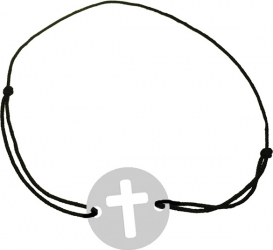 Bratara Cruciulita pandantiv Argint 925 snur negru unisex Artemis Gift 
