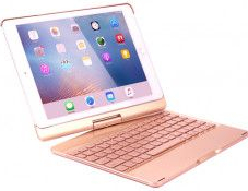 Husa carcasa cu tastatura LED Bluetooth Wireless pentru iPad Air/Air 2 Ipad Pro 9.7 iPad 9.7 2017/2018 culoare roz-aurie HOPE R 