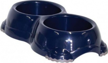 Castron antiderapant Smarty Bowls dublu 2x645 ml Albastru 