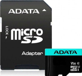 Card de memorie ADATA V30S 256GB Premier Pro MicroSDXC Clasa 10 UHS-I U3 + Adaptor SD ausdx256gui3v30sa2 