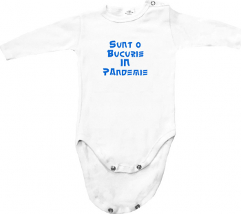 Body Sunt o bucurie in pandemie 9-12 luni alb-albastru 