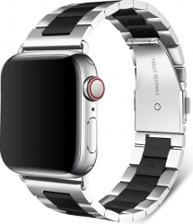 Curea Metalica Premium MTP Quick Release 44 mm Argintiu+Negru pentru Apple Watch 