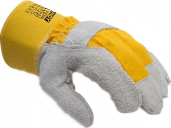 Manusi protectia muncii palmar fara cusatura piele intoarsa de bovine bumbac poliester marime XL confrom CEE 89/686