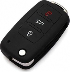 Husa Silicon Carcasa Cheie Vw Skoda 3 Butoane Culoare Neagra 
