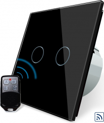 Intrerupator dublu cu touch Livolo Wireless Telecomanda inclusa Negru 