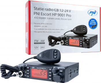 Statie radio CB PNI Escort HP 9001 PRO ASQ reglabil AM-FM 12V24V 4W Scan Dual Watch ANL ecran multicolor 