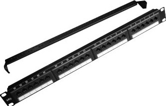 GEMBIRD NPP-C624CM-001 Gembird 19 patch panel 24 port 1U cat.6 with rear cable management black