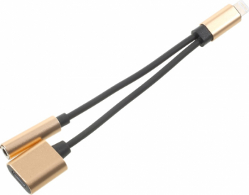 Adaptor 2in1 MTP Lightning to audio 3.5mm jack + Incarcare Lightning Gold 