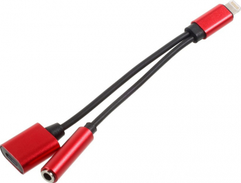 Adaptor Metalic Aluminium MTP Lightning to audio 3.5mm jack + incarcare Rosu 