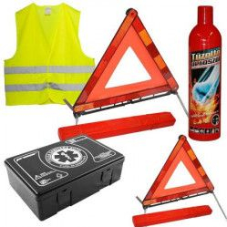 Kit Siguranta complet - trusa medicala 2x triunghiuri omologate E4 stingator vesta 