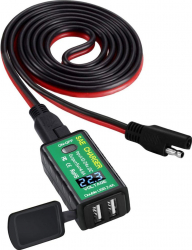 Priza moto Auto Road AR0-18 DUAL USB Voltmetru Fast Charge 2 x 2.4A 
