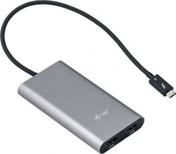 i-tec TB3DUAL4KHDMI cabluri prelungitoare cu mufe mama/tata Thunderbolt 3 2 x Display Port Gri Turcoaz 