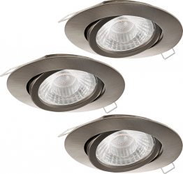 Set 3 spoturi incastrate EGLO TEDO 1 95359 GU10 3X5W and Ø 80mm Nichel mat