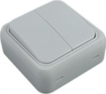 Intrerupator mini Raulconstruct IP44 PT alb aplicat dublu 